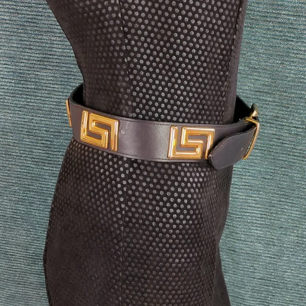 Vintage Compagnie Internationale Express Leather Belt With Gold Accents